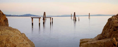 Bay Pano - 121 Black Ornate Wood Framed Art Print with Double Matting by Blaustein, Alan