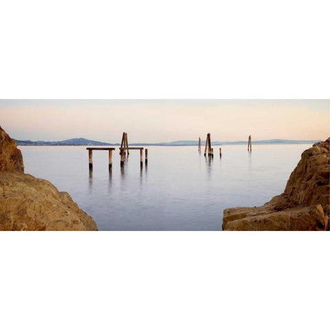 Bay Pano - 121 Black Modern Wood Framed Art Print by Blaustein, Alan