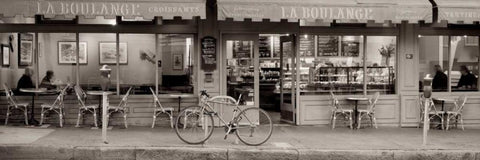 San Francisco Cafe Pano - 1 White Modern Wood Framed Art Print with Double Matting by Blaustein, Alan