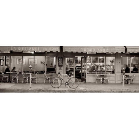 San Francisco Cafe Pano - 1 Black Modern Wood Framed Art Print with Double Matting by Blaustein, Alan