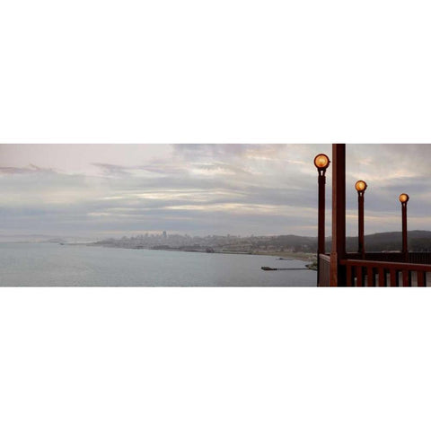 Golden Gate Bridge Pano - 123 Gold Ornate Wood Framed Art Print with Double Matting by Blaustein, Alan