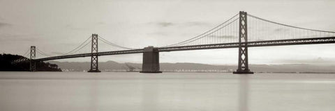 Bay Bridge Pano - 1 Black Ornate Wood Framed Art Print with Double Matting by Blaustein, Alan