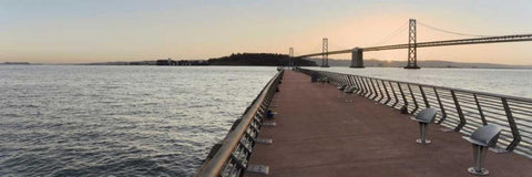 Bay Bridge Pano - 106 Black Ornate Wood Framed Art Print with Double Matting by Blaustein, Alan