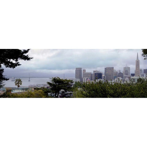 Bay Bridge Pano - 111 White Modern Wood Framed Art Print by Blaustein, Alan