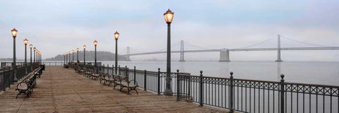 Broadway Pier Pano - 112 Black Ornate Wood Framed Art Print with Double Matting by Blaustein, Alan
