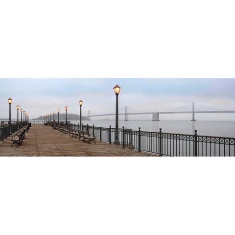 Broadway Pier Pano - 112 Black Modern Wood Framed Art Print with Double Matting by Blaustein, Alan