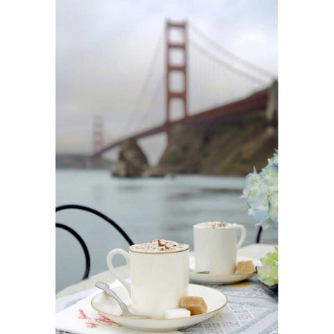 Dream Cafe Golden Gate Bridge - 6 White Modern Wood Framed Art Print by Blaustein, Alan