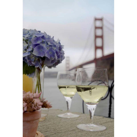 Dream Cafe Golden Gate Bridge - 4 Black Modern Wood Framed Art Print with Double Matting by Blaustein, Alan