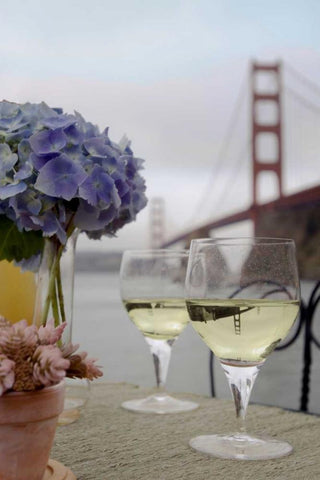 Dream Cafe Golden Gate Bridge - 4 White Modern Wood Framed Art Print with Double Matting by Blaustein, Alan