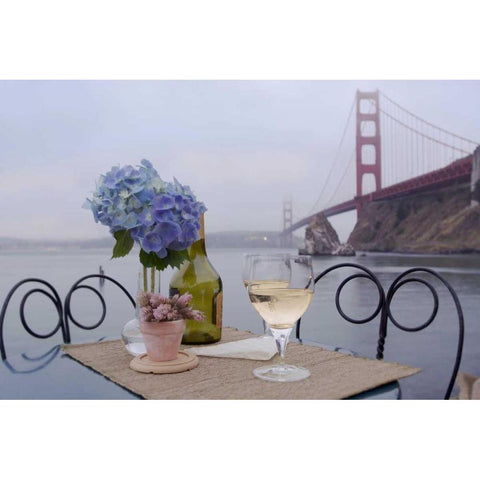 Dream Cafe Golden Gate Bridge - 3 Black Modern Wood Framed Art Print with Double Matting by Blaustein, Alan