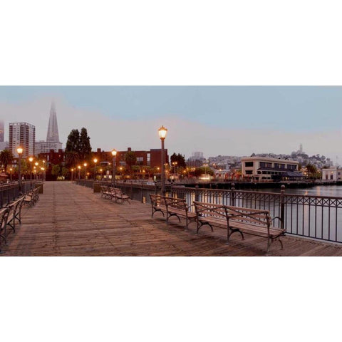 Broadway Pier Pano - 113 Gold Ornate Wood Framed Art Print with Double Matting by Blaustein, Alan