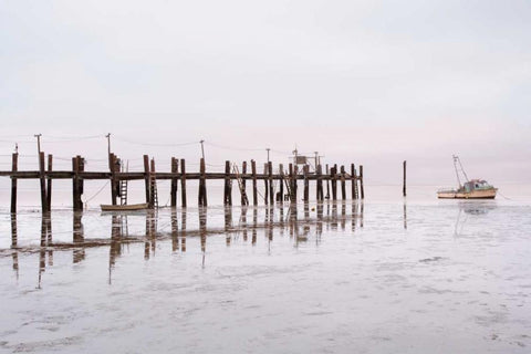 Antique Pier - 103 White Modern Wood Framed Art Print with Double Matting by Blaustein, Alan