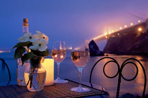 Dream Cafe Golden Gate Bridge - 7 White Modern Wood Framed Art Print with Double Matting by Blaustein, Alan