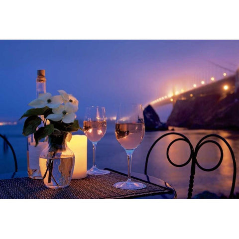 Dream Cafe Golden Gate Bridge - 7 White Modern Wood Framed Art Print by Blaustein, Alan