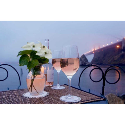 Dream Cafe Golden Gate Bridge - 9 White Modern Wood Framed Art Print by Blaustein, Alan