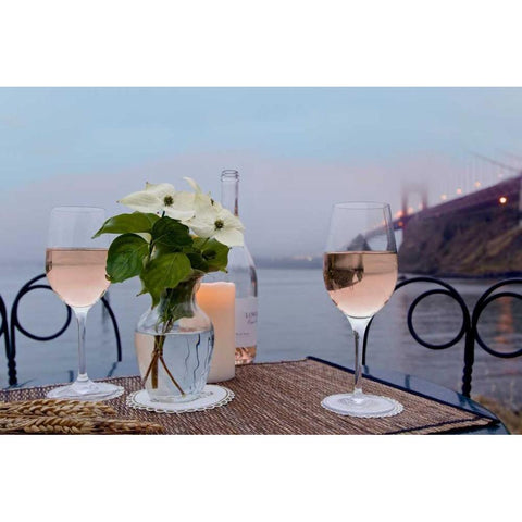 Dream Cafe Golden Gate Bridge - 10 Black Modern Wood Framed Art Print with Double Matting by Blaustein, Alan