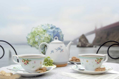 Dream Cafe Golden Gate Bridge - 11 White Modern Wood Framed Art Print with Double Matting by Blaustein, Alan