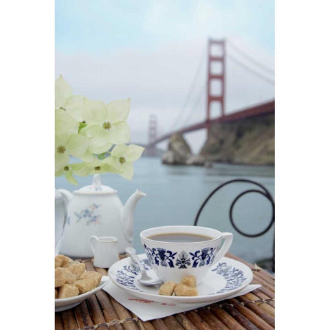 Dream Cafe Golden Gate Bridge - 16 White Modern Wood Framed Art Print by Blaustein, Alan