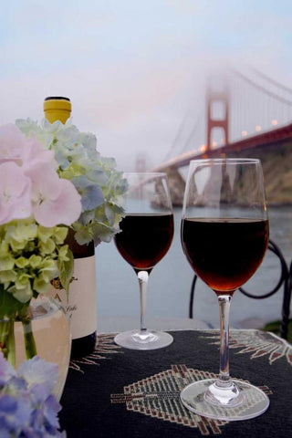 Dream Cafe Golden Gate Bridge - 14 Black Ornate Wood Framed Art Print with Double Matting by Blaustein, Alan