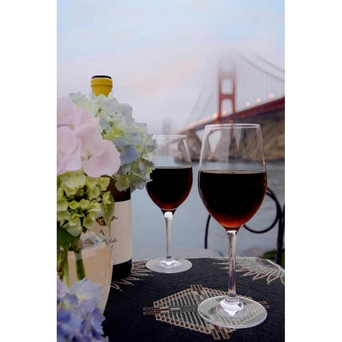 Dream Cafe Golden Gate Bridge - 14 White Modern Wood Framed Art Print by Blaustein, Alan