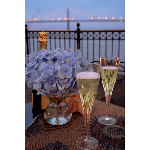 Dream Cafe Bay Bridge - 19 Black Modern Wood Framed Art Print with Double Matting by Blaustein, Alan