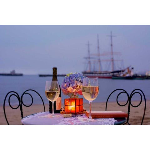 Dream Cafe Hyde St Pier - 34 Black Modern Wood Framed Art Print with Double Matting by Blaustein, Alan