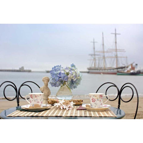 Dream Cafe Hyde St Pier - 33 White Modern Wood Framed Art Print by Blaustein, Alan