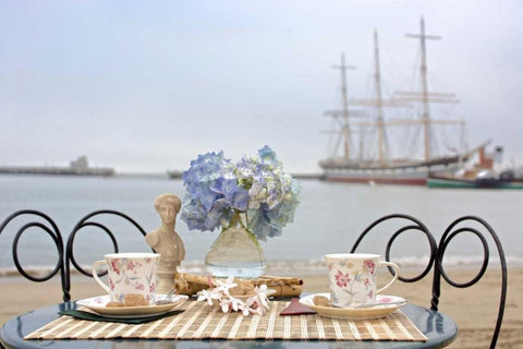 Dream Cafe Hyde St Pier - 33 White Modern Wood Framed Art Print with Double Matting by Blaustein, Alan