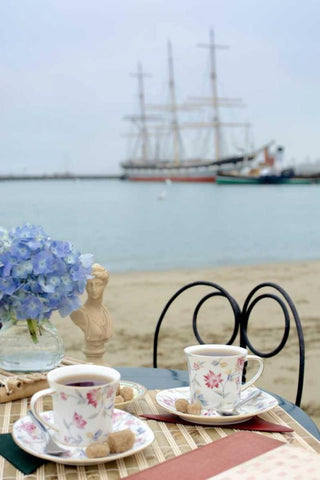 Dream Cafe Hyde St Pier - 30 Black Ornate Wood Framed Art Print with Double Matting by Blaustein, Alan