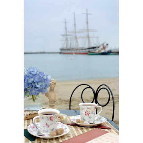 Dream Cafe Hyde St Pier - 30 Gold Ornate Wood Framed Art Print with Double Matting by Blaustein, Alan