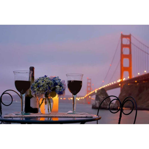 Dream Cafe Golden Gate Bridge - 41 Black Modern Wood Framed Art Print by Blaustein, Alan
