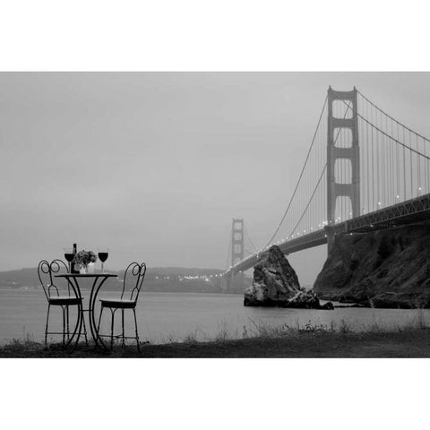 Dream Cafe Golden Gate Bridge - 36 Black Modern Wood Framed Art Print by Blaustein, Alan