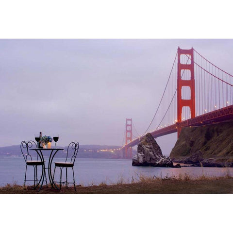 Dream Cafe Golden Gate Bridge - 35 White Modern Wood Framed Art Print by Blaustein, Alan