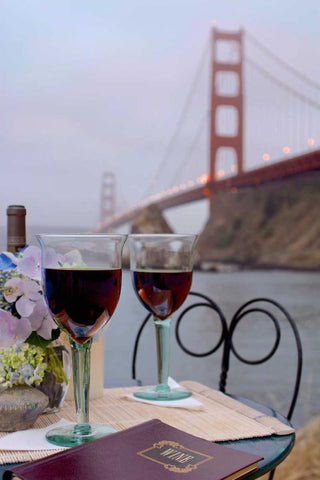 Dream Cafe Golden Gate Bridge - 39 White Modern Wood Framed Art Print with Double Matting by Blaustein, Alan