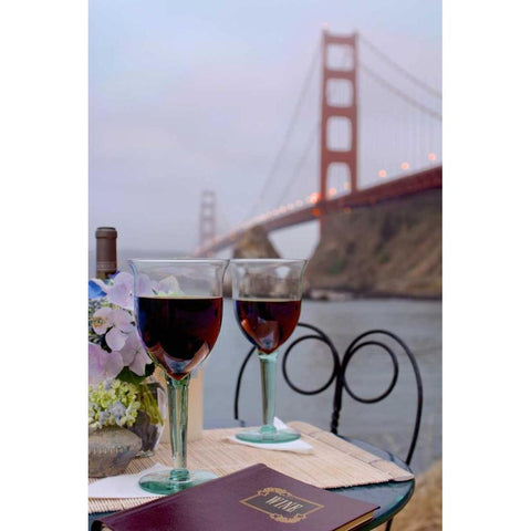Dream Cafe Golden Gate Bridge - 39 Black Modern Wood Framed Art Print by Blaustein, Alan