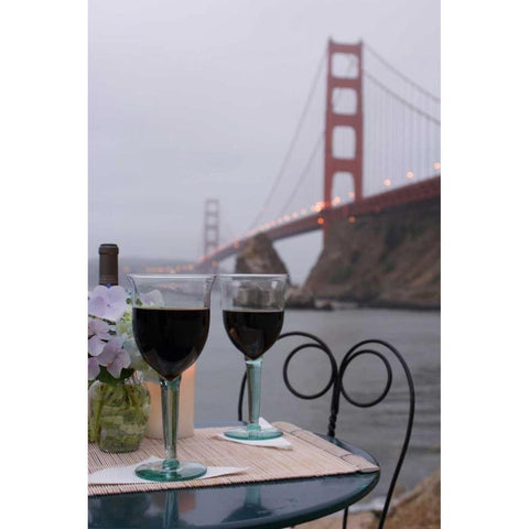 Dream Cafe Golden Gate Bridge - 38 Gold Ornate Wood Framed Art Print with Double Matting by Blaustein, Alan