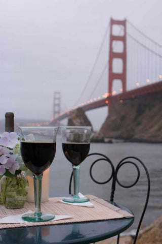 Dream Cafe Golden Gate Bridge - 38 White Modern Wood Framed Art Print with Double Matting by Blaustein, Alan