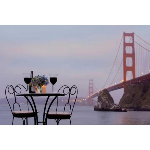 Dream Cafe Golden Gate Bridge - 37 White Modern Wood Framed Art Print by Blaustein, Alan