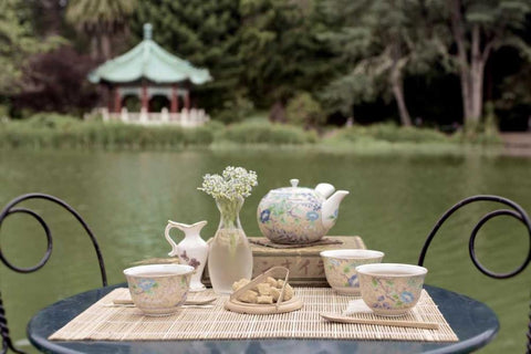 Dream Cafe Stow Lake - 49 Black Ornate Wood Framed Art Print with Double Matting by Blaustein, Alan