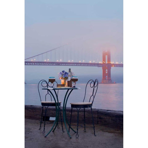Dream Cafe Golden Gate Bridge - 52 Gold Ornate Wood Framed Art Print with Double Matting by Blaustein, Alan