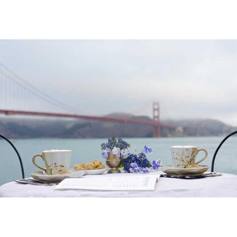 Dream Cafe Golden Gate Bridge - 54 Black Modern Wood Framed Art Print by Blaustein, Alan