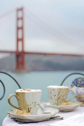 Dream Cafe Golden Gate Bridge - 55 White Modern Wood Framed Art Print with Double Matting by Blaustein, Alan