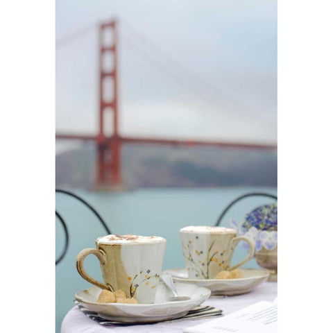 Dream Cafe Golden Gate Bridge - 55 Black Modern Wood Framed Art Print with Double Matting by Blaustein, Alan