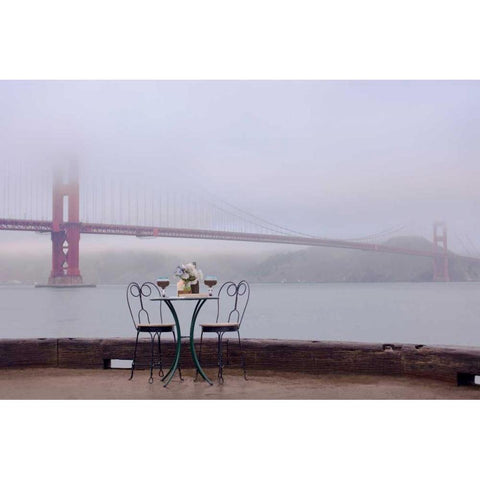 Dream Cafe Golden Gate Bridge - 58 White Modern Wood Framed Art Print by Blaustein, Alan