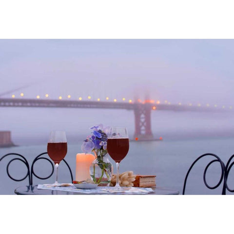 Dream Cafe Golden Gate Bridge - 57 White Modern Wood Framed Art Print by Blaustein, Alan