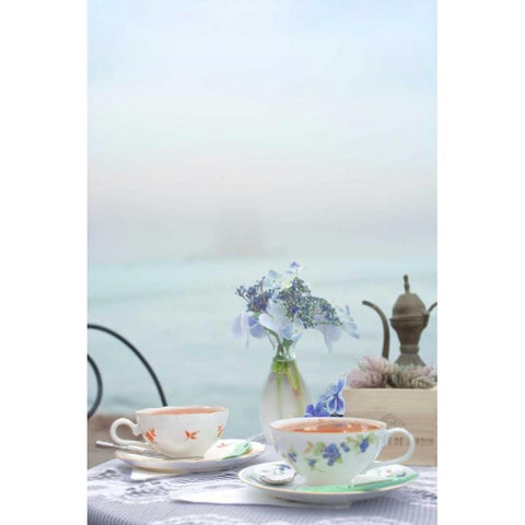 Dream Cafe Golden Gate Bridge - 61 White Modern Wood Framed Art Print by Blaustein, Alan