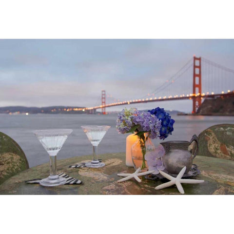 Dream Cafe Golden Gate Bridge - 62 Black Modern Wood Framed Art Print with Double Matting by Blaustein, Alan