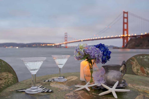 Dream Cafe Golden Gate Bridge - 62 White Modern Wood Framed Art Print with Double Matting by Blaustein, Alan