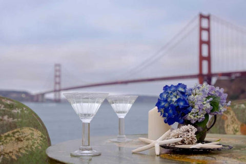 Dream Cafe Golden Gate Bridge - 63 White Modern Wood Framed Art Print with Double Matting by Blaustein, Alan