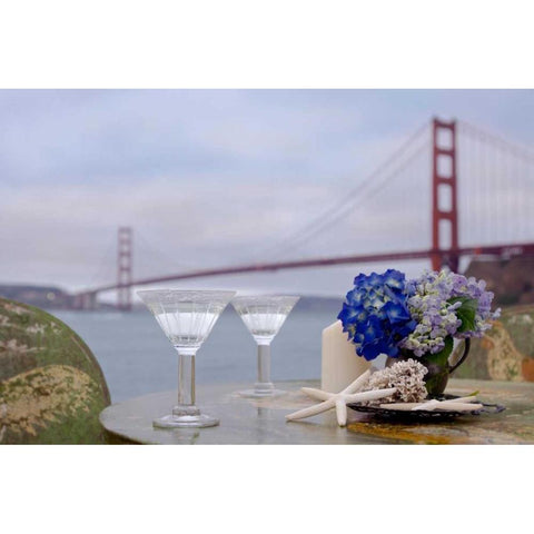 Dream Cafe Golden Gate Bridge - 63 White Modern Wood Framed Art Print by Blaustein, Alan